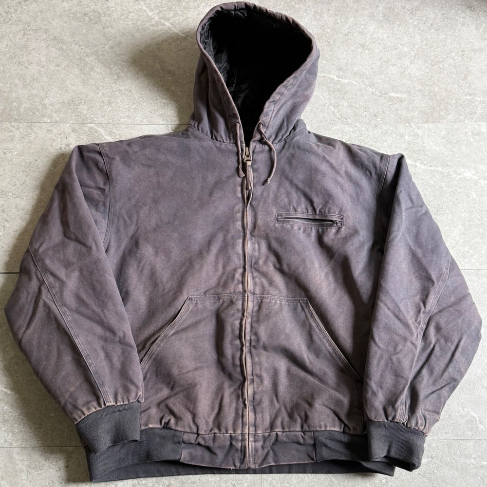 Vintage Sportier Canvas Work Jacket Hooded Bomber Size L